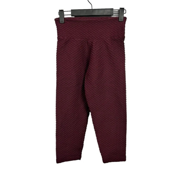 Booty by Brabants 2 Pair Cropped Capri Leggings Purple Red Women OSFM - Picture 4 of 10